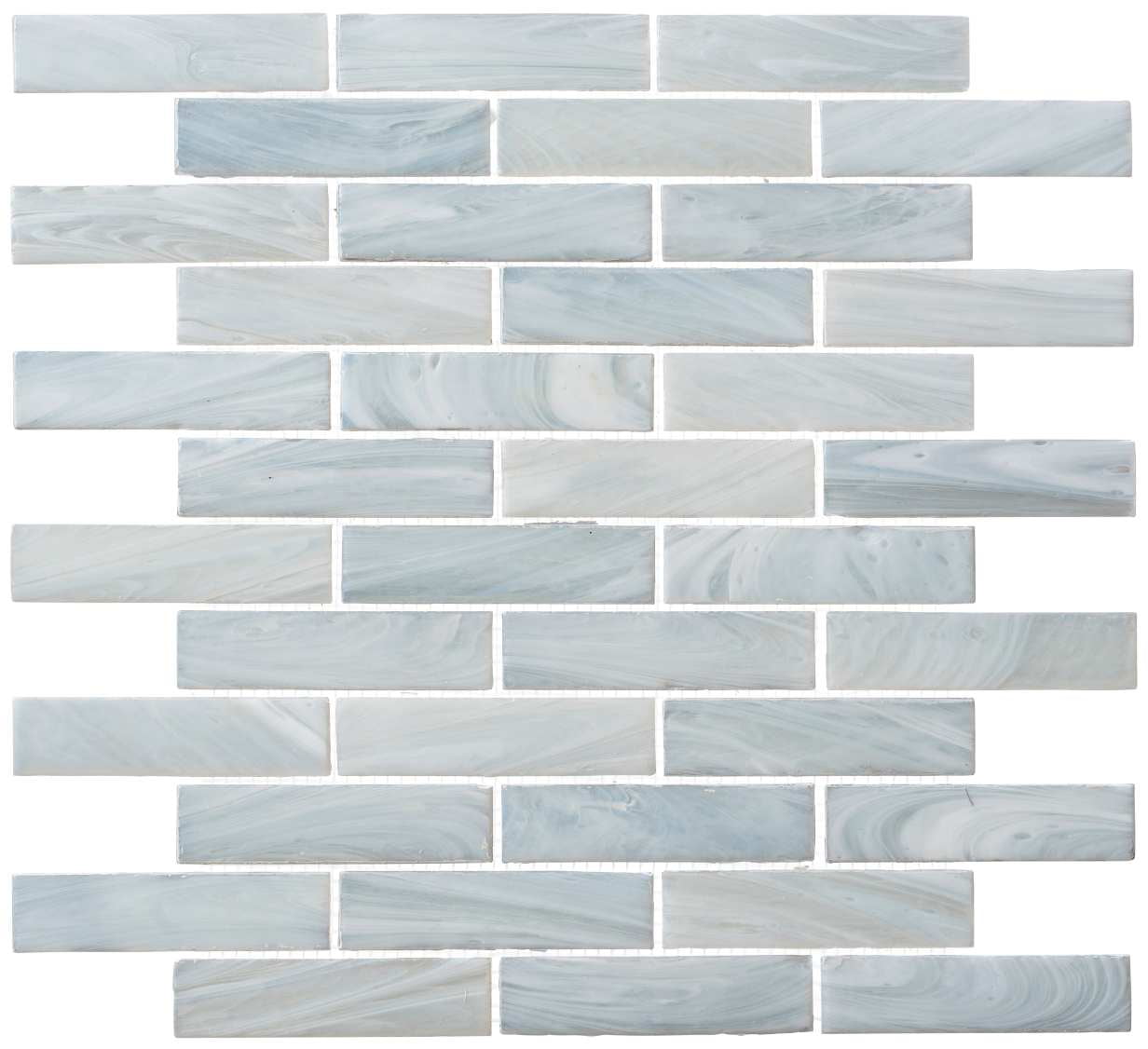 Dorian Eggshell Light Gray and Blue Glass Brick Mosaic Tile