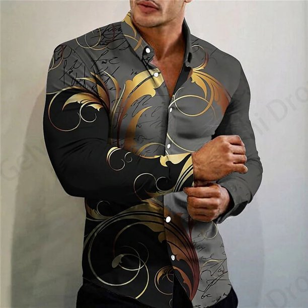 Camisas hawaianas de manga larga con estampado floral 3D de mariposas, camisa de playa para hombre, camisa social informal de moda, blusas con solapa, tallas grandes, nuevas