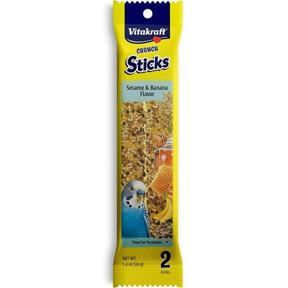 VitaKraft Sesame & Banana Sticks for Parakeets [Bird, Honey Sticks] 2.11 oz (2 Pack)