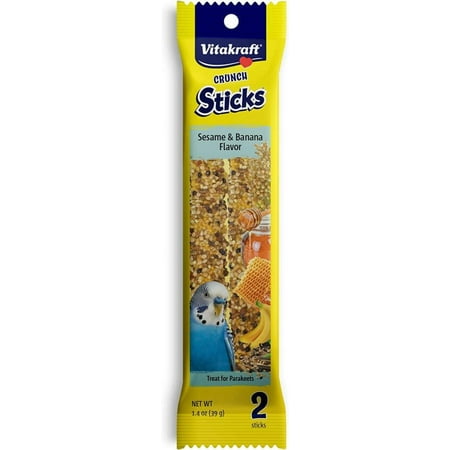 VitaKraft Sesame & Banana Sticks for Parakeets [Bird, Honey Sticks] 2.11 oz (2 Pack)