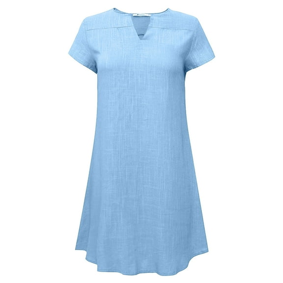 DailyTrove Women's Short Sleeve Maxi Dress, Solid Color, Year-Round Casual & Comfort Wear, Relaxed Fit
