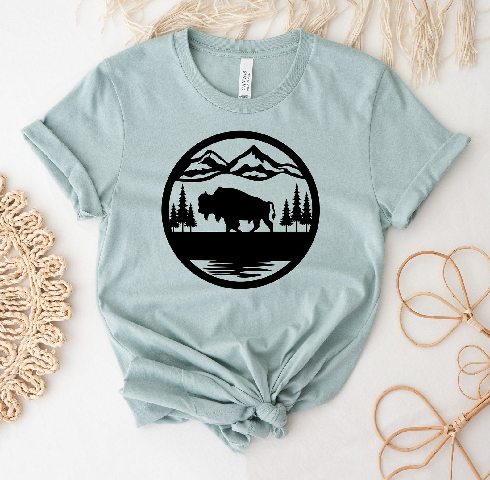 Buffalo Mountain T-shirt Shirt Forest Wildlife Top Tee Badlands National Park Shirts Nps Bison - Walmart.com