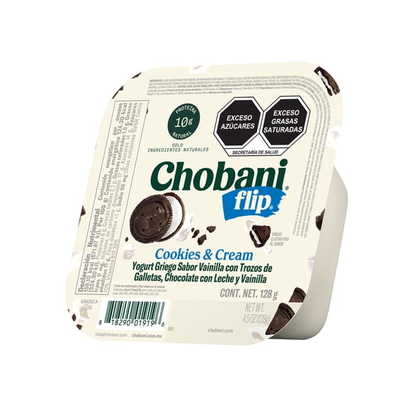 Yogurt griego Chobani Flip bajo en grasa Cookies & Cream 128 g