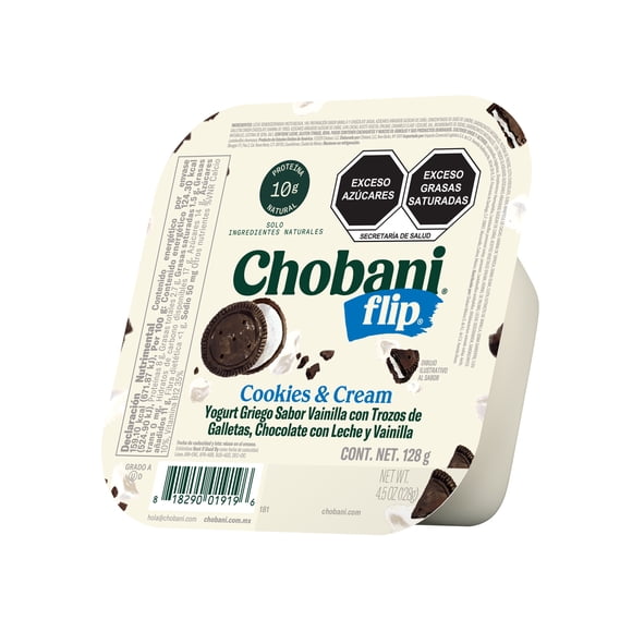 Yogurt griego Chobani Flip bajo en grasa Cookies & Cream 128 g