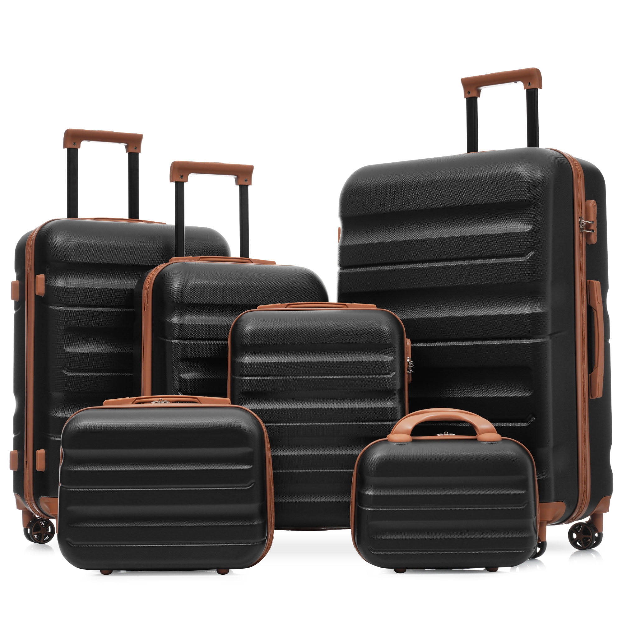 6-Piece ABS Hardshell Luggage Set - Lightweight & Durable Suitcases with Dual Spinner Wheels, Carry-On & Check-In Sizes for Travel & Business