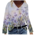 thumbnail image 1 of IROINID Chemises à Manches Longues Col en V pour Femmes Grande Taille Décontractée Ample Imprimée Blouse, Blanc, 1 of 5