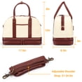 thumbnail image 3 of Weekender Bag, Women Canvas Tote, Portable Duffle Bag with Shoe Compartment Handbag, 3 of 9