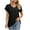 Black, variant on Summmer Inleife Fashion Womens Casual Solid Color V Neck Short Sleeve Tops Loose Blouses Sizes S-XXL
