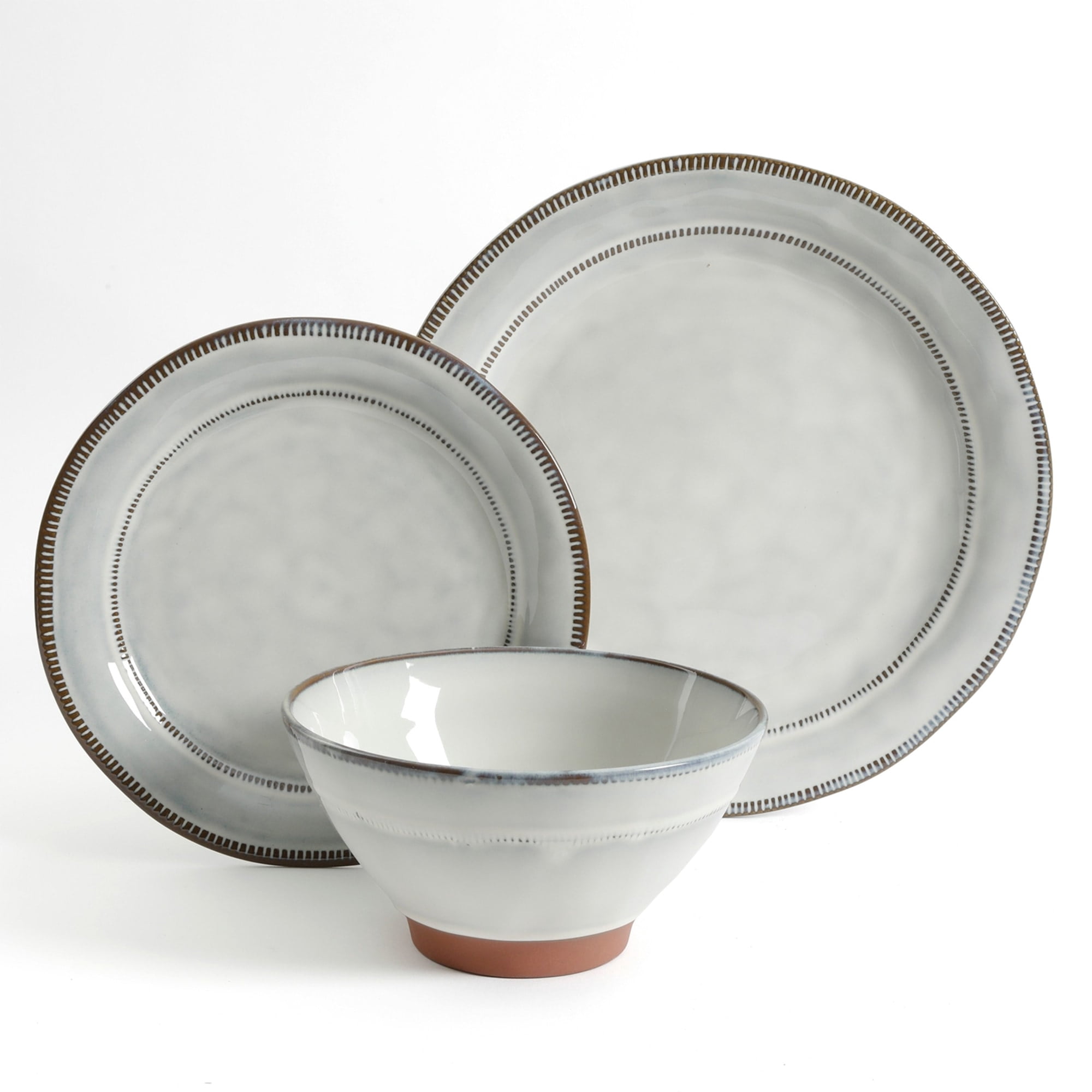 Gibson Elite Terranea 12 Piece Terracotta Dinnerware Set in White, Service for 4