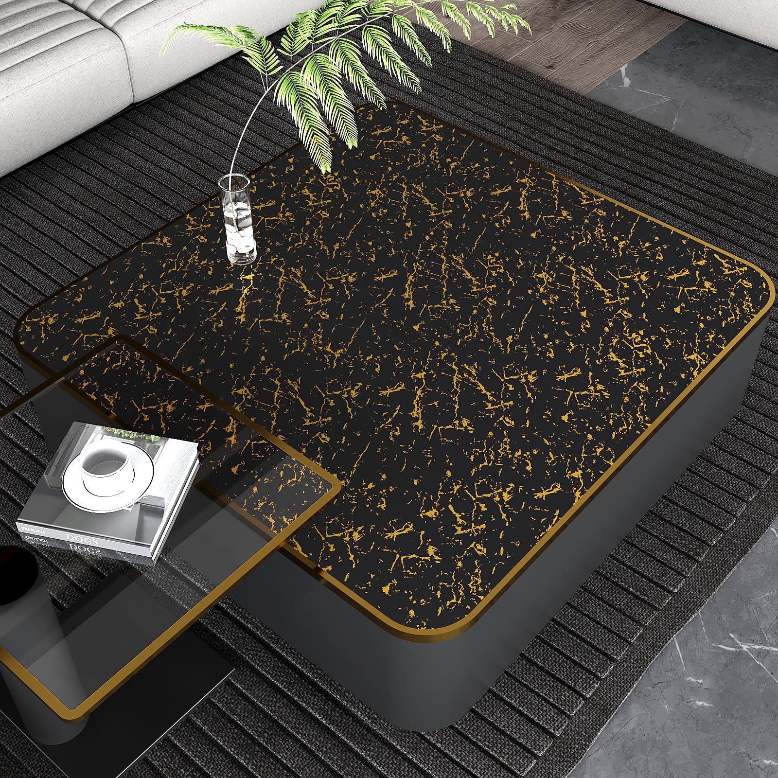 VEELIKE Black Gold Marble Contact Paper for Countertops Waterproof Marble Wallpaper Peel and Stick Countertops for Kitchen Bathroom 15.7''x118'' Black Counter Top Covers Laminate Sheet for Table Wall