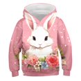 thumbnail image 1 of HNMKIU Kids Hooded Sweatshirt Kids Children Boys Girls Easter Spring Long Sleeve Hoodie Tops Sweatshirt Clothes Cartoon Rabbit Chick Printing, 1 of 4