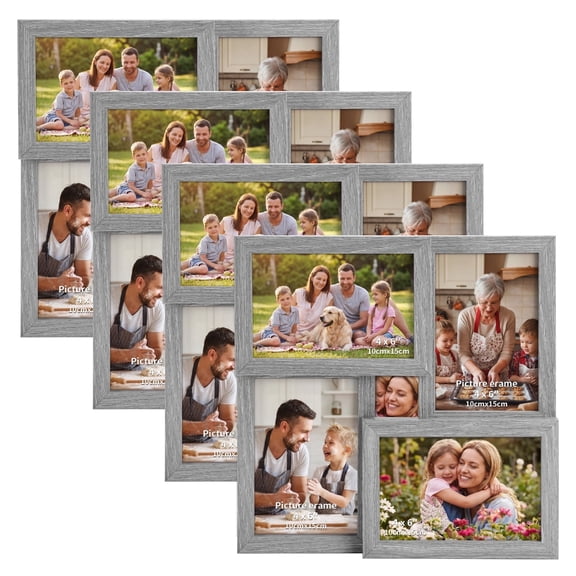 4 Pack 4x6 Collage Picture Frames, Family Photo Frame for Wall Hanging Decor, Gray(11.4" x 11.4" x 0.59")