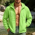 thumbnail image 2 of BiZtdJrK Men's UPF 50+ Sun Protection Hoodie with Pockets Long Sleeve UV Quick Dry Lightweight Hiking Tops Summer Fishing Shirts Green L, 2 of 10