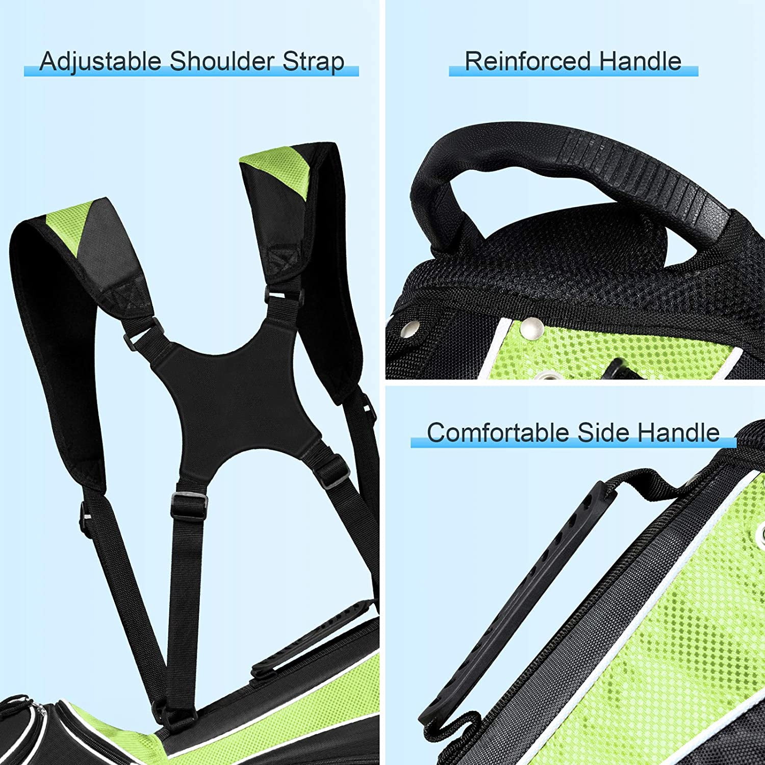 ZJTER Golf Stand Bag with 6 Way Top Dividers, Lightweight Golf Bag with Adjustable Dual Strap & 8 Pockets, Waterproof Rain Hood, Portable for Men Women