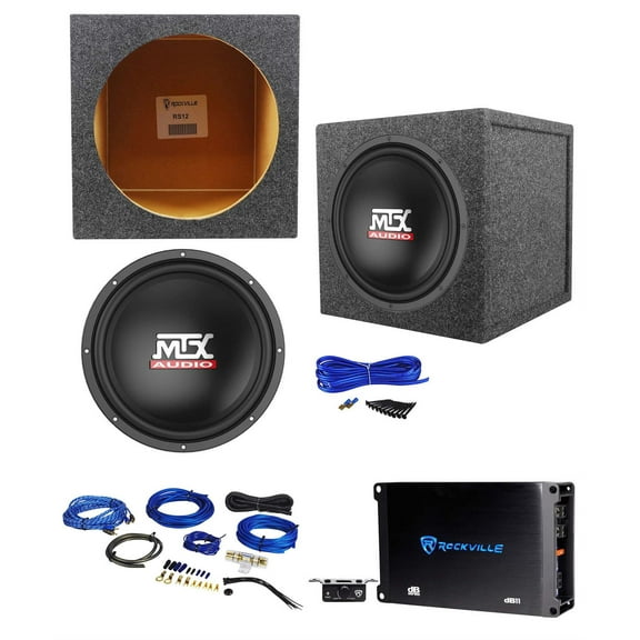 MTX TN12-02 12” 400w Car Audio Subwoofer Sealed Sub Box Mono Amplifier Amp Kit