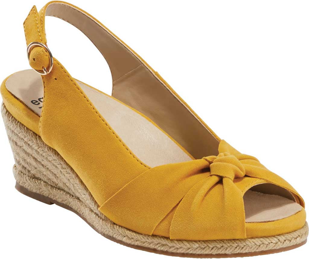 Women's Earth Thara Bermuda Wedge Slingback Sunflower Silky Suede 10 M