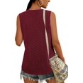 thumbnail image 4 of Tank Top for Women Loose Fit Sleeveless V Neck Camisole Dressy Casual Eyelet Summer Flowy Vest Blouse Wine Red S, 4 of 5