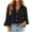 Black, variant on Lutiedan Womens Button Down Tops 3/4 Sleeve Ruffle Bell Collar Blouses Casual Business Work Blouses with Chest Pockets S-XXL