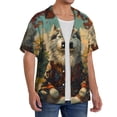 thumbnail image 4 of Honeii 's Forest Maple Leaf Husky for men's short-sleeved button-up collared shirt featuring a pocket, perfect for beach vacations, and travel adventures., 4 of 5