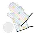 thumbnail image 2 of ZNDUO Oven Mitts and Pot Holders Sets, Colorful Plaid Floral Pattern Non-Slip Cooking Oven Mitt, 2 of 8