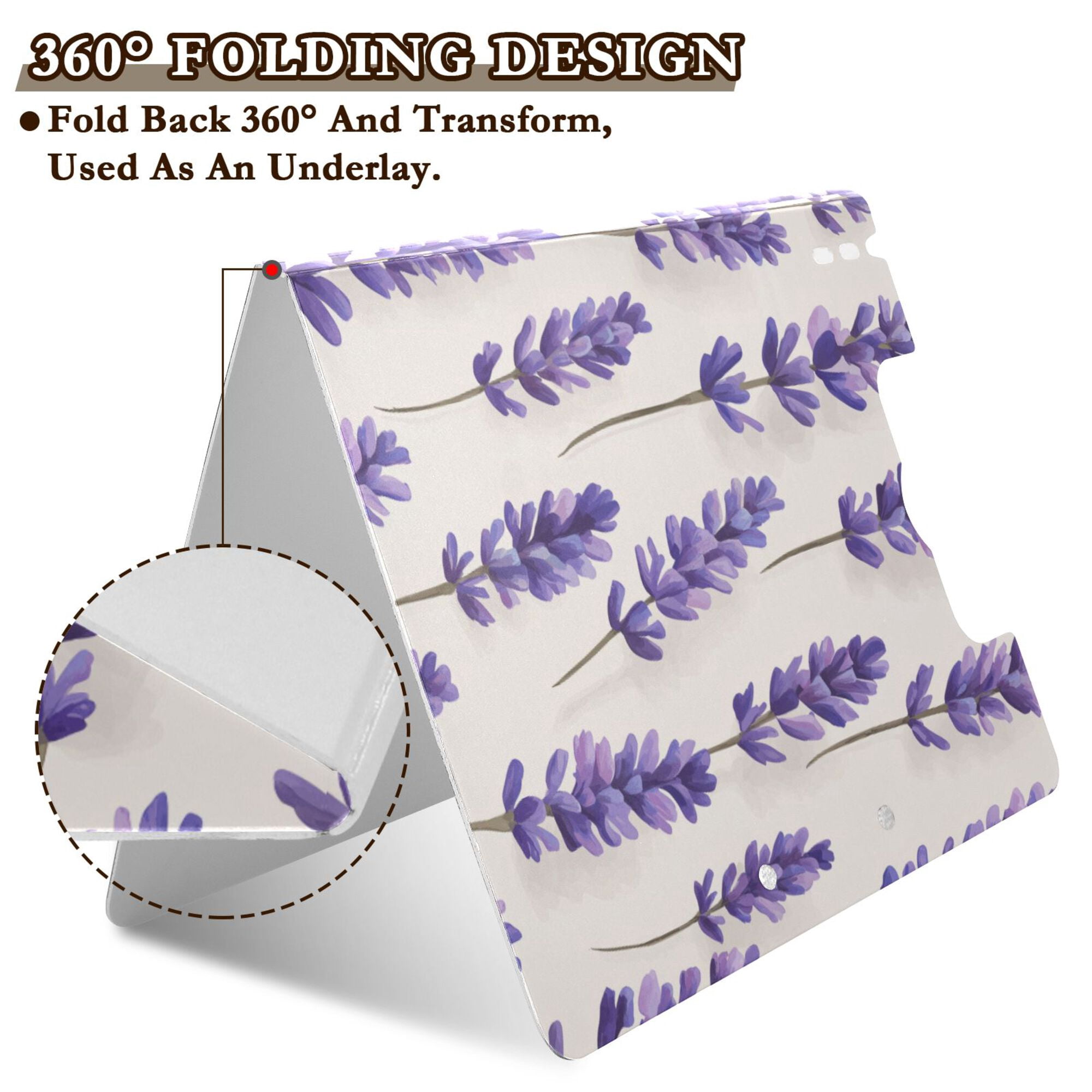 FORMRS A4 Clipboard Folder with Pen Holder Horizontal Foldable School Office Binder, Lavender Pattern