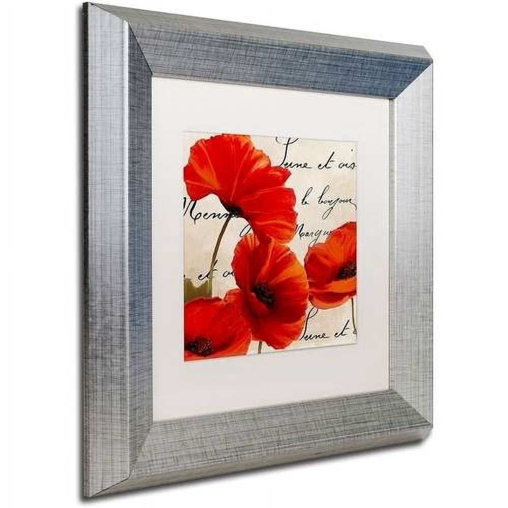 Trademark Fine Art "Coquelicots Rouge I" Canvas Art by Color Bakery White Matte, Silver Frame