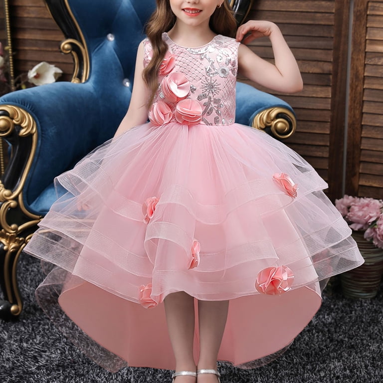 Gubotare Christmas Dress Tween Girl Girls Sequin Dress Formal Pageant Sparkle Party Ruffle Prom Maxi Dress Size 9-10(Red,9-10 Years)