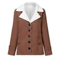 thumbnail image 4 of Usmixi Winter Fleece Coat for Women Plush Overcoat for Women Casual Solid Loose Button Down Lapel Outerwear Thickened Warm Long Sleeve Jacket Coat with Pocket Casual Fleece Coat, 4 of 4