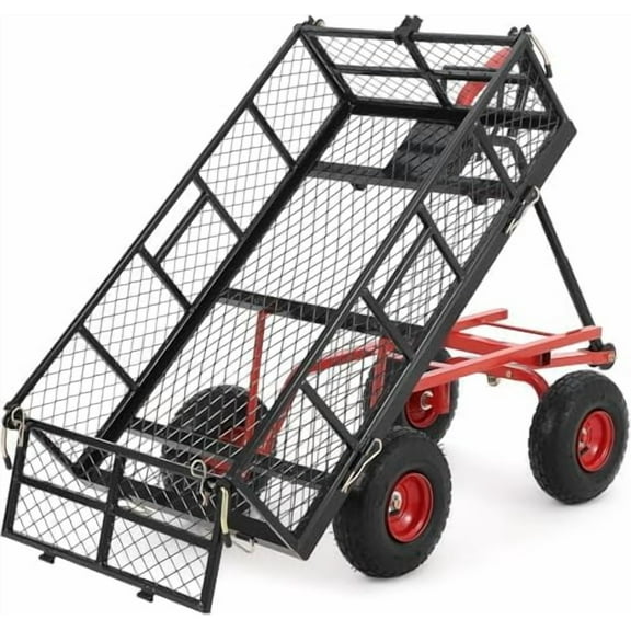 880 Lb 10 Inch Tire Steel Garden Cart with 4-Side Removable Mesh and 180° Swivel Handle, Garden Wagon Cart Heavy Duty, Heavy-Duty  Dump Cart Utility Wagon, for Lawn, $$Garden &