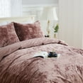 thumbnail image 4 of GlowSol 3 Pcs Velvet Duvet Cover Set Queen Size Luxury Soft Flannel Bedding Comforter Cover Set with Button Closure and 8 Corner Ties, Dusty Pink, 4 of 5