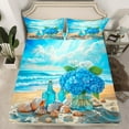 thumbnail image 2 of Erosebridal Blue Ocean Sheet Set Twin, Beach Seashell Bedding Sets Twin Size, Flower Twin Sheet Sets, Ultra Soft Bedroom Decor, 3 Pieces, 2 of 7
