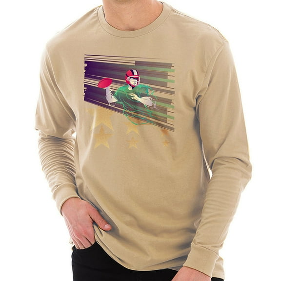 Big Size Charged Up Quarterback Graphic Design Unisex Lane Seven Ring Spun Cotton Premium Long Sleeve T-shirt - Mushroom XL