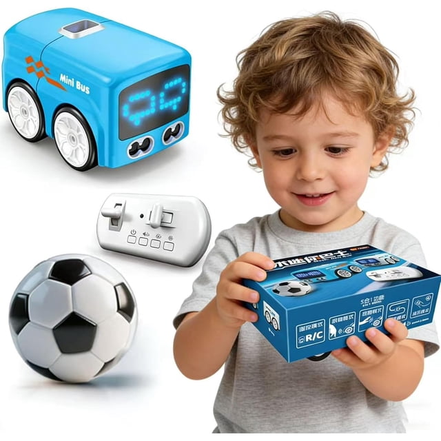Magic Mini RC Bus, 2026 Upgraded Smart Gesture & Remote Control Sensor Car with Auto-Avoidance and Line Tracking, LED Expression Lights, Interactive Desktop RC Vehicle Toy for Kids (Blue)