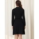 thumbnail image 4 of Vestido de línea A de manga larga con cuello en V elegante y cuello de muesca para mujer Negro XL, 4 of 6