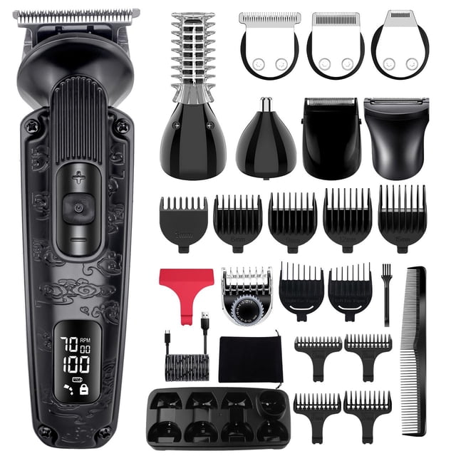 Kit de aseo Hatteker, recortador de barba 8 en 1, impermeable para hombre