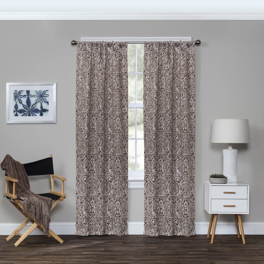 Eclipse Bryton Damask Print Blackout Rod Pocket Single Window Curtain