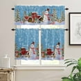 thumbnail image 2 of Christmas Snowman Kitchen Curtains and Valances Set, Xmas Tree Snowflake Winter Truck Blue Rod Pocket Window Valance 18 Inch Window Curtain Panels for Living Room Bedroom Laundry, 27.5x36in, 3 Pieces, 2 of 7