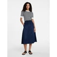 thumbnail image 3 of Time and Tru Women's Tie Waist Denim Midi Skirt, Sizes XS-XXXL, 3 of 6