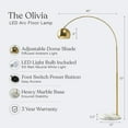 thumbnail image 3 of Brightech Olivia Floor Lamp, Arc Lamp for Living Rooms, Standing Lamp With LED Light Bulbs for Bedroom Reading, Great Living Room Décor, Tall Lamp for Offices – Brass/Gold, 3 of 10