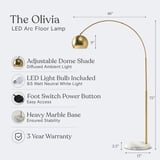 Brightech Olivia Unique Arc Floor Lamp, LED Light Bulbs, Brass/Gold ...