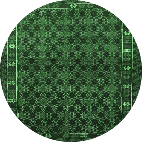 Ahgly Company Indoor Round Persian Emerald Green Traditional Area Rugs, 6' Round