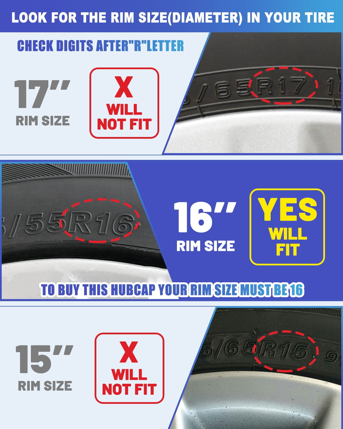 4 Pack 16 inch Wheel Cover Hubcap for 2014 2015 2016 Toyota Corolla,Snap-on Installation,Lacquer