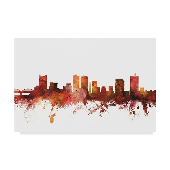 Trademark Fine Art 'Fort Worth Texas Skyline Red' Canvas Art by Michael Tompsett