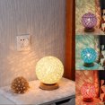 thumbnail image 5 of Wooden Table Lamp, USB Table Lamp with Handcrafted Rattan Spherical Shade Lamp (White)15cm, 5 of 5