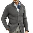 thumbnail image 3 of Man Jacket V Neck Casual Stand Collar Fashionable Warm Keeping Pure Color Male Jacket for Dating Party Gray 3XL, 3 of 6