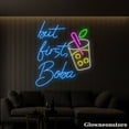 thumbnail image 3 of Glowneon But First Boba Neon Sign, Boba Tea Led Sign, Coffee Milk Tea Neon Decor, Bubble Tea Sign, 3 of 5