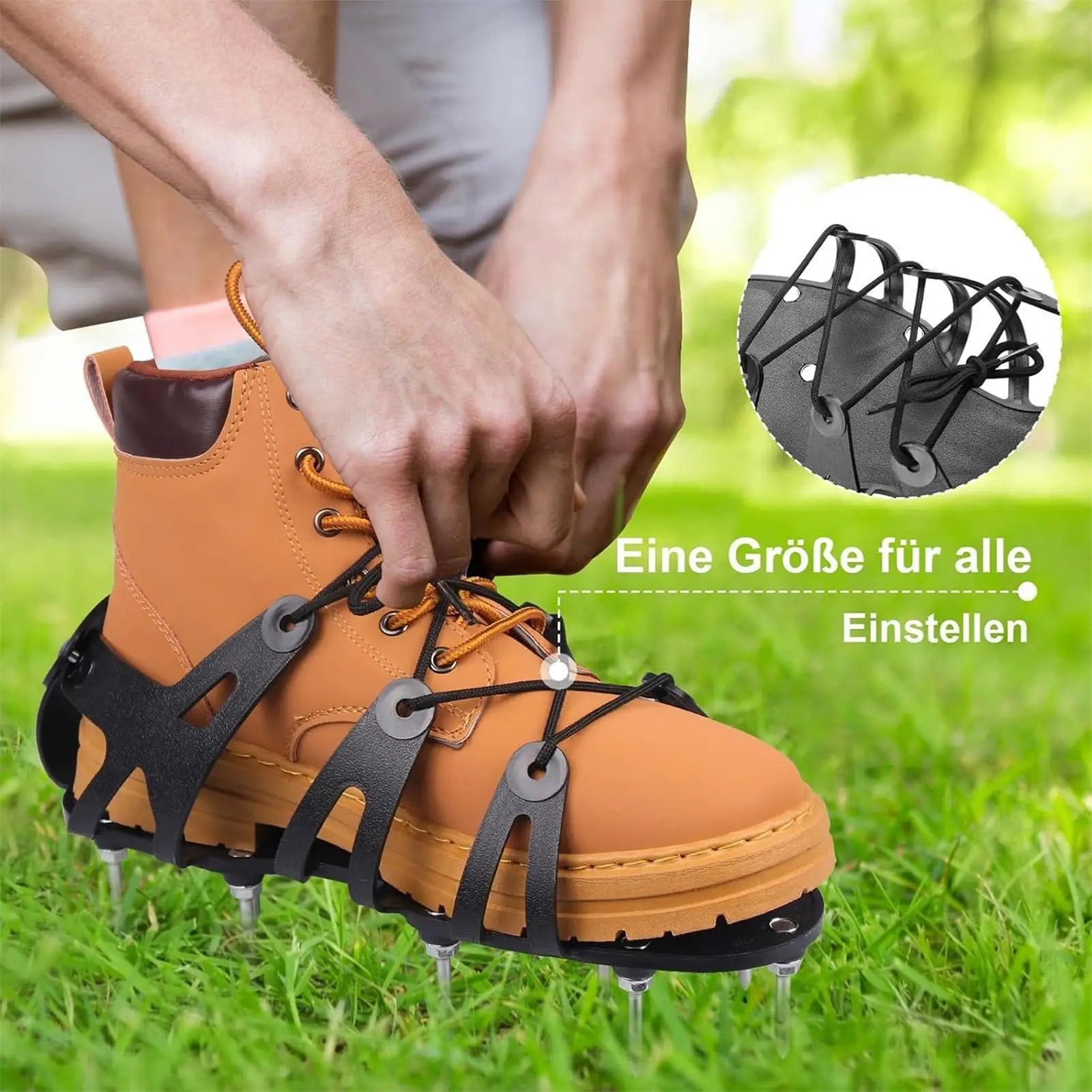 Adjustable Steel Spikes Lawns Aerator Shoes For Gardening Golf Course Yard With Sturdy Polyethylene Base And Secure Fit