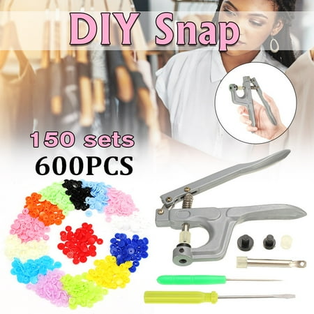 - 150 Sets Snap Fastener Pliers Tool Kit KAM T5 Buttons Plastic Resin Press Stud Fastener + Snap Pliers Buckle Clasp Clamp Srcew Driver Kit For DIY Cloth Diaper Fabric