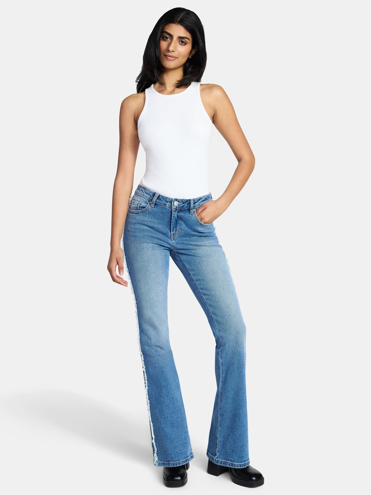 Madden NYC Women's Frayed Seam Bootcut Jeans, Sizes 00-18