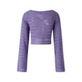 thumbnail image 5 of Women Fall Winter Crochet Knit Mesh Sweater Off Shoulder Long Sleeve Pullover Crop Tops Ribbed Blouse Tops, 5 of 8